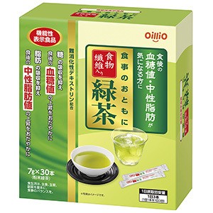 食事のおともに食物繊維入り緑茶 7g×30包 食後の血糖値、中性脂肪が気になる方に、スティック包装だから携帯にも便利、国産の茶葉、粉末