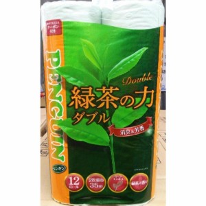 緑茶の力 トイレットペーパー ダブル 12ロール  × 6個 緑茶の香り グリーンティー 消臭機能 抗菌機能 紙パッケージ エコ グリーン リー