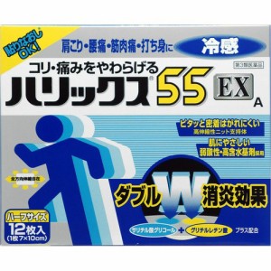 【 第3類医薬品 】 ライオン株式会社 ハリックス ５５ＥＸ冷感Aハーフ 12枚 肩こり 腰痛 打撲 捻挫（ねんざ） 筋肉痛 筋肉疲労 関節痛 骨