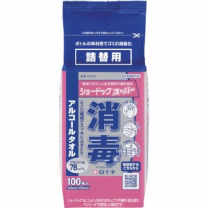 白十字 ショードックスーパー 詰替 100枚 アルコールタオル ウエットシート ウェットシート ボトル 除菌 消毒 アルコール