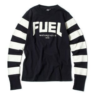 （フュエル ビスポーク モーターサイクル/Fuel Bespoke Motorcycles)FUEL ”NEWSTRIPES” LONG SLEEVE バイク ロンT 長袖 ボーダー 袖切