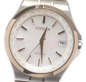 ☆良品 箱保付き【CITIZEN】シチズン エクシード デイト CB1034-50A ソーラー電波 メンズ【ev20】