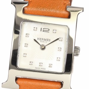 ☆良品★内箱・保証書付き【HERMES】エルメス Hウォッチ ミニ 11Pダイヤ HH1.210 クォーツ レディース【ev20】