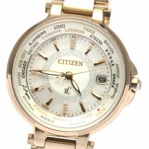 ☆ジャンク★保証書付き【CITIZEN】シチズン XC クロスシー 6Pダイヤ EC1012-51W ソーラー電波 レディース_713930【ev20】