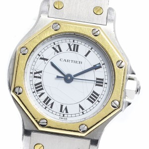 ☆訳あり【CARTIER】カルティエ サントスオクタゴンSM YGコンビ クォーツ レディース_623916【ev20】