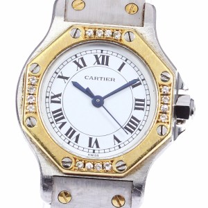 【CARTIER】カルティエ サントスオクタゴンSM アフターダイヤベゼル 自動巻き レディース_730098