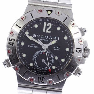 【BVLGARI】ブルガリ ディアゴノ スクーバ GMT 3タイムゾーン SD38SGMT 自動巻き メンズ_741227