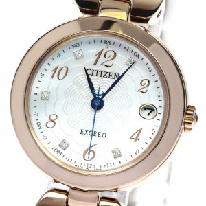 シチズン CITIZEN ES9422-52W/H060-T024831 エクシード エコドライブ 寒牡丹 5Pダイヤ ソーラー電波 レディース 極美品 箱・保付_760092