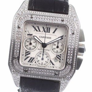 カルティエ CARTIER W20090X8 サントス100 XL アフターダイヤモンド クロノグラフ デイト 自動巻き メンズ _753467