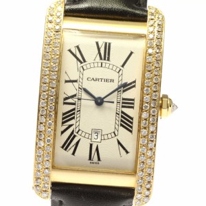 カルティエ CARTIER W2603156 タンクアメリカン LM K18YG アフターダイヤベゼル 自動巻き メンズ _754767