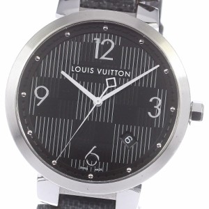 ルイ・ヴィトン LOUIS VUITTON Q1D07 タンブール ダミエ グラフィット39 デイト クォーツ メンズ _768372【ev15】