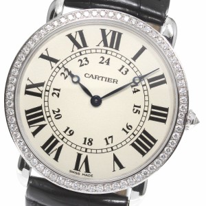 カルティエ CARTIER WR000551 ロンドルイ K18WG ダイヤベゼル 手巻き メンズ _775810