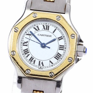 訳あり カルティエ CARTIER W2001683 サントスオクタゴンSM YGコンビ デイト クォーツ レディース _765293