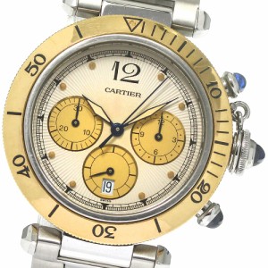 訳あり カルティエ CARTIER W3101155 パシャ クロノグラフ YGベゼル クォーツ メンズ 保証書付き_760407