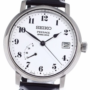 セイコー SEIKO SARR001/5R65-0AP0 プレサージュ パワーリザーブ デイト 琺瑯文字盤 スプリングドライブ メンズ 極美品 箱付き_797137