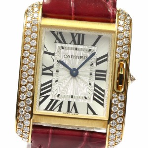 カルティエ CARTIER WT100014 タンクアングレーズSM K18PG サイドダイヤ クォーツ レディース 良品 _792383