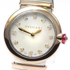 ブルガリ BVLGARI LUP28SG ルチェア K18PGコンビ 12P ダイヤ クォーツ レディース 良品 _801048