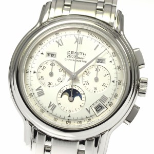 ゼニス ZENITH 02.0240.410 クロノマスター エルプリメロ ムーンフェイズ クロノグラフ 自動巻き メンズ 良品 保証書付き_803593