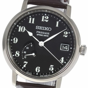 セイコー SEIKO SARR003/5R65-0AP0 プレザージュ パワーリザーブ デイト 琺瑯文字盤 スプリングドライブ メンズ 美品 _816868