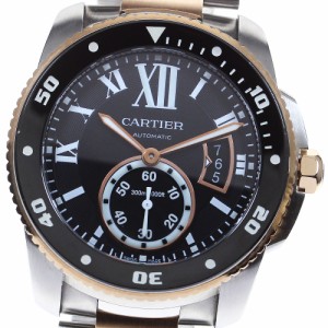 カルティエ CARTIER W7100054 カリブルドゥカルティエ ダイバー K18PG PGコンビ 自動巻き メンズ 良品 内箱・保証書付き_817089