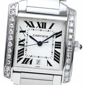 カルティエ CARTIER W51002Q3 タンクフランセーズLM アフターダイヤベゼル 自動巻き メンズ 良品 _816580