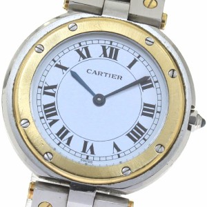 カルティエ CARTIER サントスラウンド LM コンビ クォーツ メンズ 保証書付き_815933