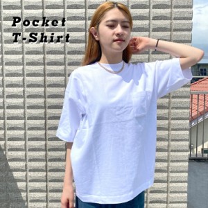 0000-0201Tシャツ ポケット付き ビッグシルエット ビッグサイズ ワイドシルエット 半袖 ホワイト ブラック レディース ビッグT ビッグTシ