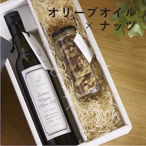  meririma Gift 【 オリーブオイル（500ml）＆無添加ミックスナッツ ギフト】 セット  エキストラヴァージンオリーブオイル＆無添加ミッ