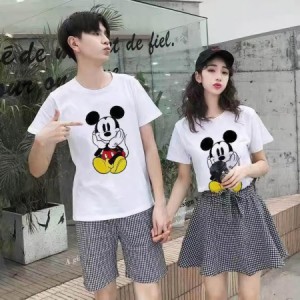 ディズニーTシャツ ペアルックTシャツ 半袖 ミッキー ２色展開 カットソー レディース メンズ ディズニー Q101