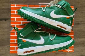 オフホワイト × ナイキ エアフォース1 ミッド SP LTHR パイングリーン Off-White × Nike Air Force 1 Mid SP LTHR Pine Green 正規品 