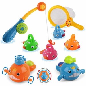 お風呂 おもちゃ 浴槽用おもちゃ 水遊び玩具 魚釣りゲーム セット カビ防止 泳ぐクジラ 幼児 赤ちゃん 子ども 子供 1-6歳