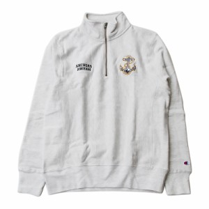 Champion 「ANCHORS AWEIGH OFFICIAL PRINT」 R/W 1/4 ZIP SWEAT ASH GREY チャンピオン Reverse Weave リバースウィーブ ジップ スウェ