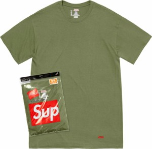  Supreme x Hanes Tagless Tee (2pack) Size:(M/L) OLIVE シュプリーム ヘインズ タグレス T-Shirt 2枚セット オリーブ 半袖 クルーネッ