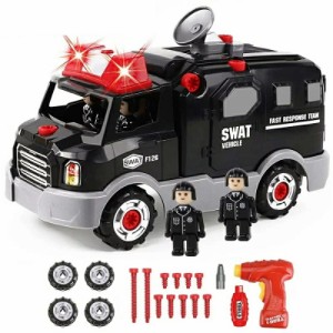 組み立ておもちゃ DIY 車セット 警察の車 模型 知育玩具教育玩具 想像力と実践力を養います 男の子女の子 子供用 サウンド ライト付き 誕