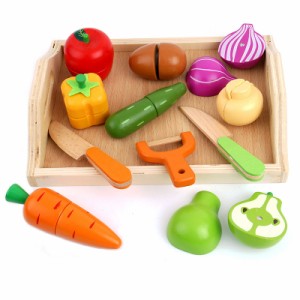 お野菜 果物 おもちゃ 木製 ままごと 食材セット サクッと切れるおままごと マグネット式 女の子 男の子 子供 木のおもちゃ 知育玩具 か
