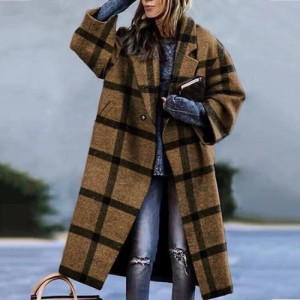 アウター　　ジャケット　　トレンチコート　ステンカラーコート　インパクトありのチェック柄デザイン　アウター　個性派ファッション