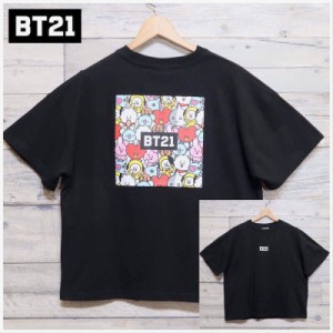 【送料無料】BT21 BTS クロップド 半袖 Tシャツ 半袖Tシャツ ロゴ 刺繍 バック プリント イラスト 公式 グッズ LINE キャラクター レディ