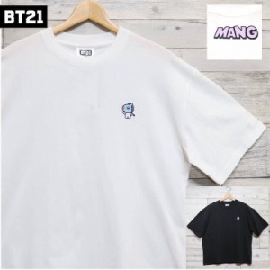 【送料無料】BT21 BTS ワンポイント 刺繍 半袖 Tシャツ 半袖Tシャツ  MANG マング 馬 J-HOPE 公式 グッズ LINE キャラクター レディース 