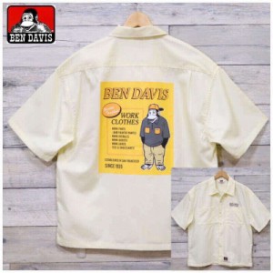 【送料無料】メンズ BEN DAVIS ベン デイビス バックプリント 胸 刺繍 半袖 シャツ 半袖シャツ ワークシャツ  オーバーシャツ ユニセック