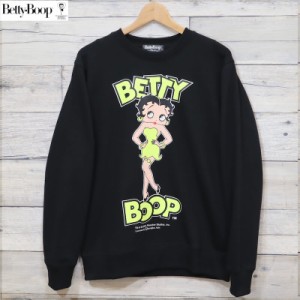 【送料無料】メンズ ベティ・ブープ BETTY BOOP 長袖 スウェット トレーナー プリント ネオンカラー 裏毛 ユニセックス レディース 黒 ブ