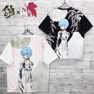 【送料無料】メンズ エヴァ エヴァンゲリオン 錦 NISHIKI コラボ 半袖 Tシャツ 半袖Tシャツ ティーシャツ 綾波レイ 富士桜 刺繍 プリント