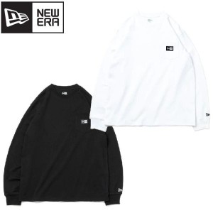 メンズ ニューエラ NEWERA 長袖 Tシャツ カットソー ロンT ポケット ポケT ボックスロゴ レディース ユニセックス 白 ホワイト 黒 ブラッ