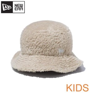 NEWERA ニューエラ キッズ KIDS バケットハット ミンク フリース フェイクファー バケハ 帽子 ハット 子供用 ベージュ 54cm