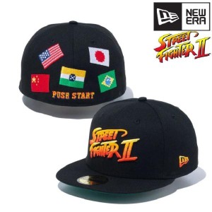 NEWERA ニューエラ ストリートファイターII コラボ 59FIFTY CAP キャップ 帽子 ストII スト2 ロゴ 刺繍 ユニセックス 黒 ブラック