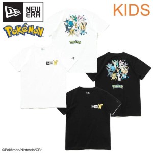 NEWERA ニューエラ ユース キッズ 半袖 Tシャツ 半袖Tシャツ ポケモン コラボー ピカチュウ イーブイ ブイズ プリント ユニセックス 男の