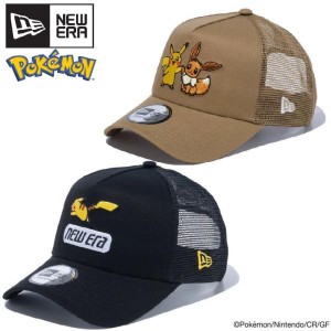 NEWERA ニューエラ ポケモン コラボ メッシュ キャップ CAP 帽子 9FORTY ピカチュウ イーブイ グッズ 刺繍 ユニセックス カーキ ベージュ