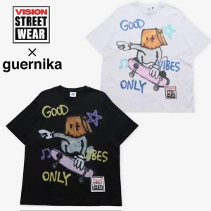 送料無料 メンズ VISION ヴィジョン guernika ゲルニカ コラボ 半袖 Tシャツ ティーシャツ アノニマウス  ユニセックス レディース 白 ホ