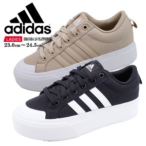 アディダス スニーカー レディース 厚底 ベージュ ブラック ホワイト adidas IE2307 IE2310 キャンバス シューズ ブラバダ 2.0プラットフ