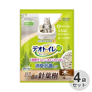 ケース / 国産　デオトイレ　針葉樹の消臭・抗菌チップ　4L × 4袋　猫砂　ネコ砂　木タイプ　木製　1袋約2ヵ月　消臭　抗菌　固まらない