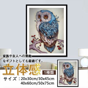 5D ダイヤモンドアート ビーズ絵画 フクロウ 図案 かわいい ダイヤモンドアート ビーズ 動物 初心者 趣味 パズルアート やり